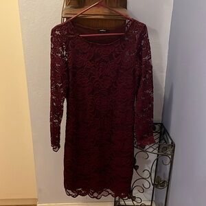 ‘Ambiance’ brand, Size L, long sleeved lacy maroon dress